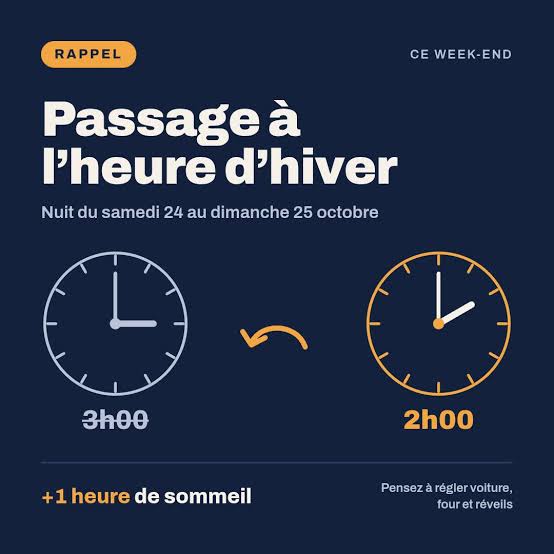 Heure d’hiver : on recule d’une heure dans la nuit de samedi à dimanche